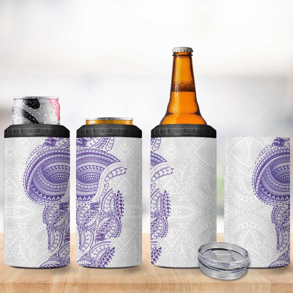 Traditional Polynesian Art Tattoos 4 in 1 Can Cooler Tumbler Purple Color - Polynesian Pride