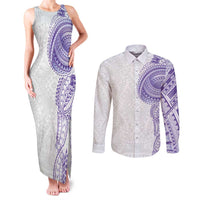 Traditional Polynesian Art Tattoos Couples Matching Tank Maxi Dress and Long Sleeve Button Shirt Purple Color LT03 Purple - Polynesian Pride