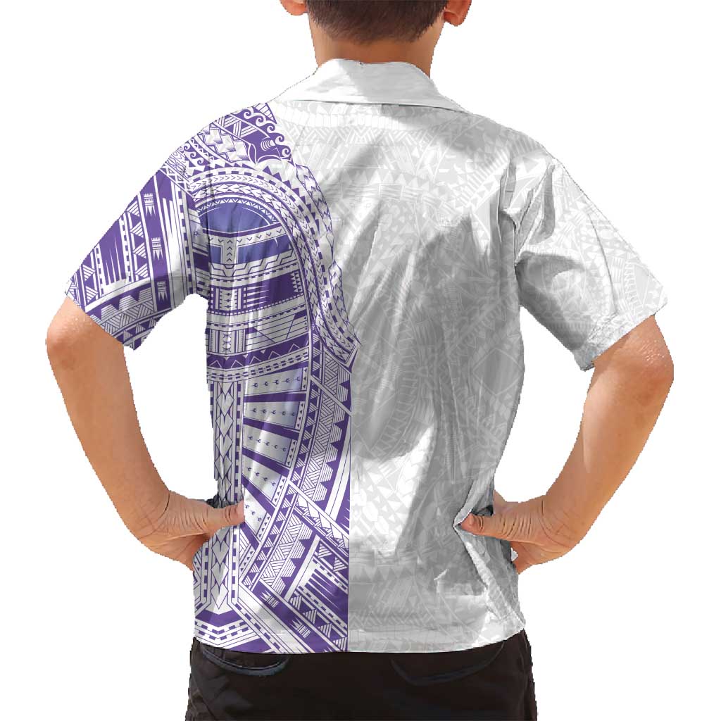 Traditional Polynesian Art Tattoos Family Matching Long Sleeve Bodycon Dress and Hawaiian Shirt Purple Color LT03 - Polynesian Pride