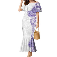 Traditional Polynesian Art Tattoos Family Matching Mermaid Dress and Hawaiian Shirt Purple Color LT03 Mom's Dress Purple - Polynesian Pride