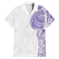 Traditional Polynesian Art Tattoos Family Matching Puletasi and Hawaiian Shirt Purple Color LT03 Dad's Shirt - Short Sleeve Purple - Polynesian Pride