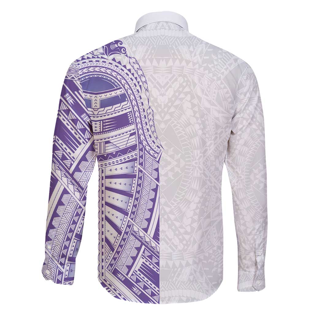 Traditional Polynesian Art Tattoos Family Matching Puletasi and Hawaiian Shirt Purple Color LT03 - Polynesian Pride