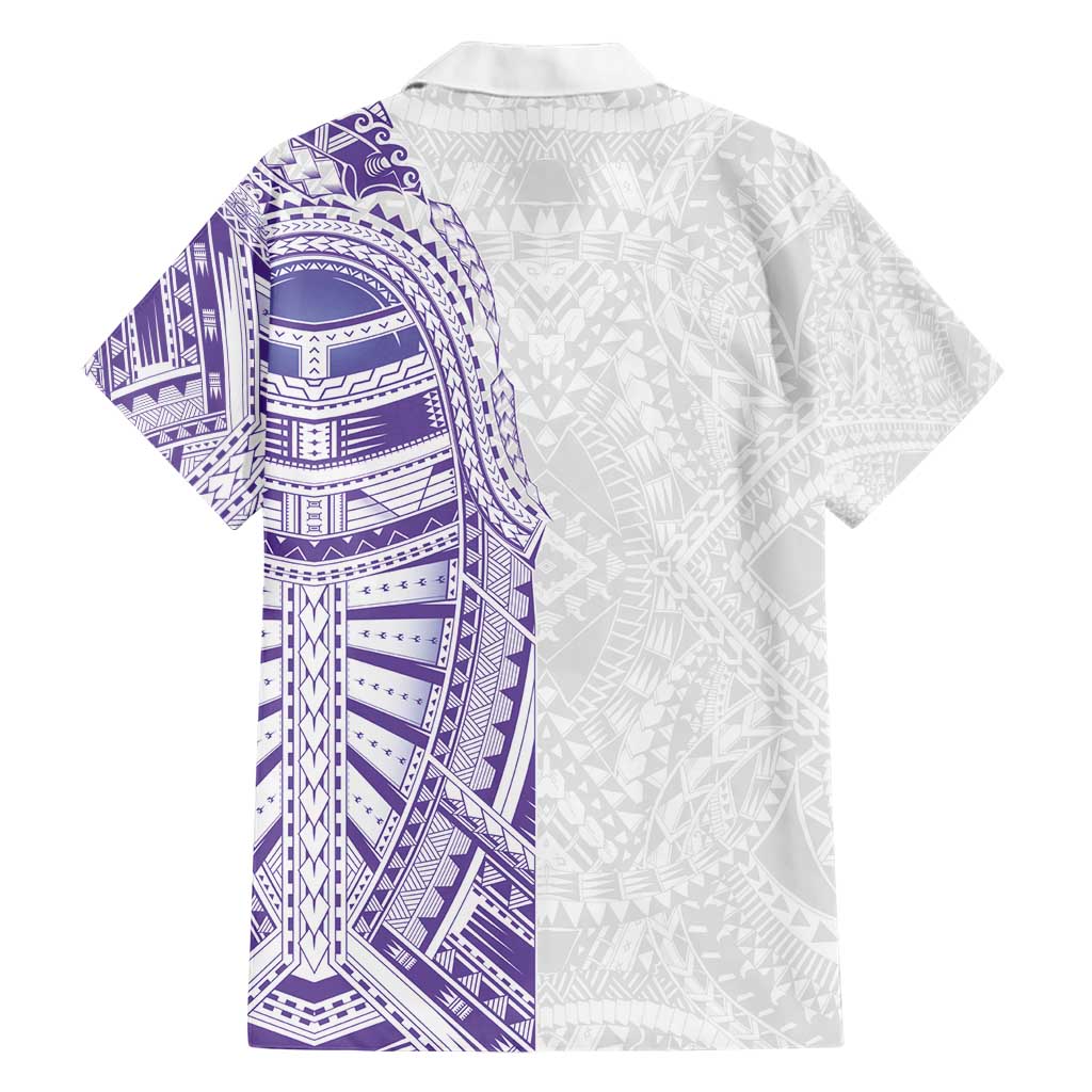 Traditional Polynesian Art Tattoos Family Matching Short Sleeve Bodycon Dress and Hawaiian Shirt Purple Color LT03 - Polynesian Pride