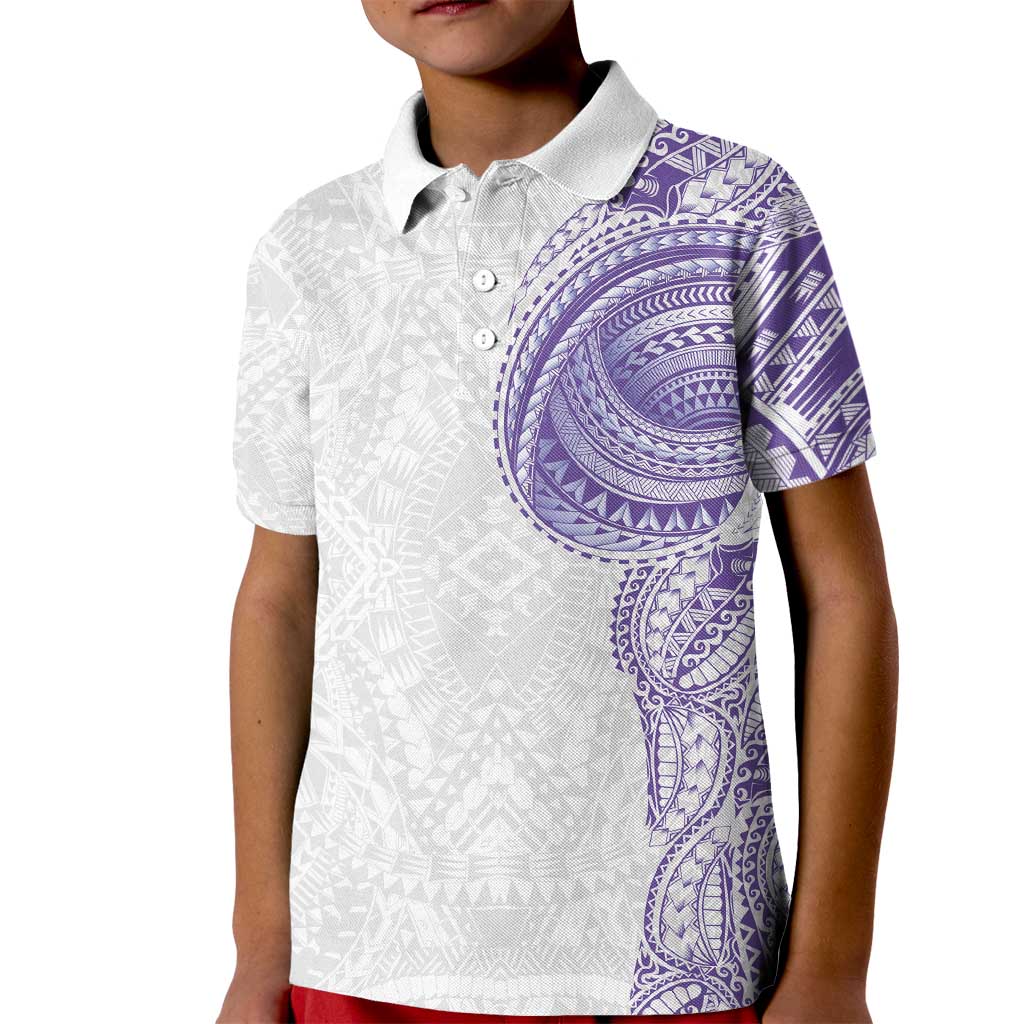Traditional Polynesian Art Tattoos Kid Polo Shirt Purple Color - Polynesian Pride