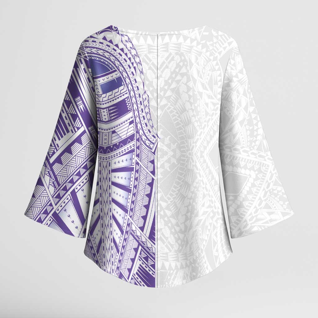 Traditional Polynesian Art Tattoos Kimono Sleeve Blouse Purple Color - Polynesian Pride