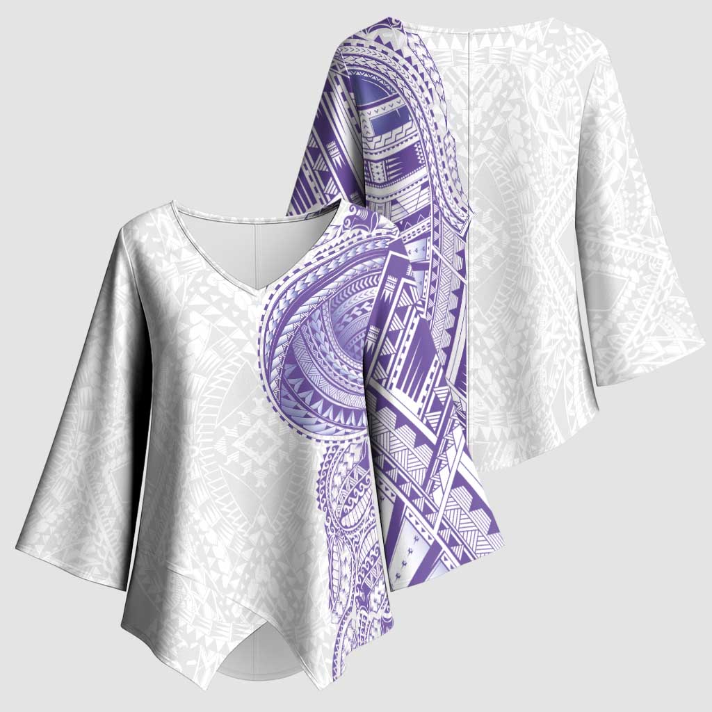 Traditional Polynesian Art Tattoos Kimono Sleeve Blouse Purple Color - Polynesian Pride