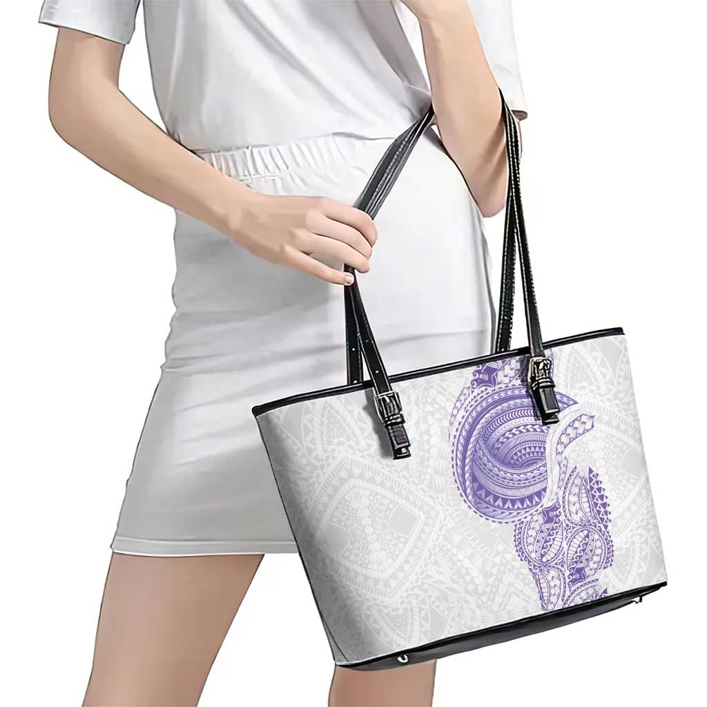 Traditional Polynesian Art Tattoos Leather Tote Bag Purple Color - Polynesian Pride