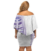 Traditional Polynesian Art Tattoos Off Shoulder Short Dress Purple Color - Polynesian Pride