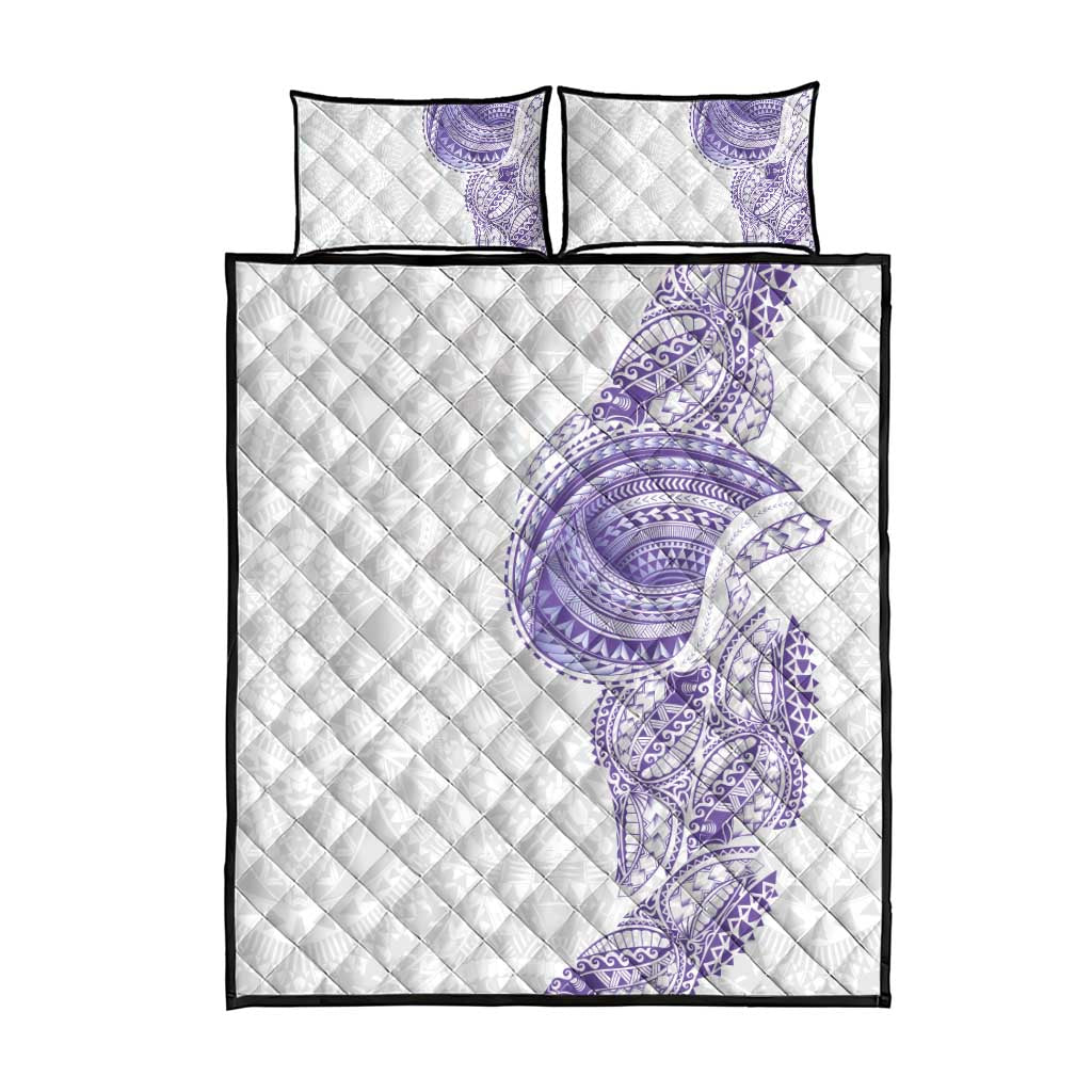 Traditional Polynesian Art Tattoos Quilt Bed Set Purple Color - Polynesian Pride