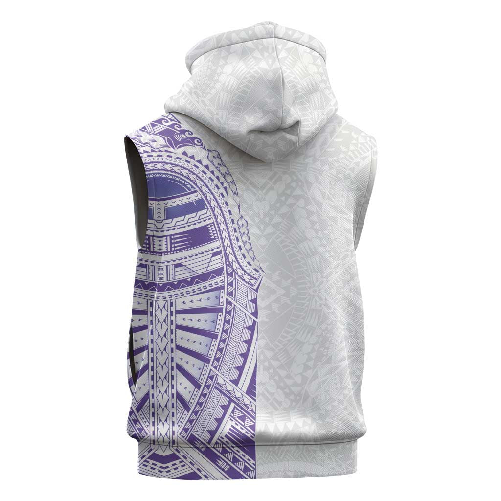 Traditional Polynesian Art Tattoos Sleeveless Zip Hoodie Purple Color - Polynesian Pride