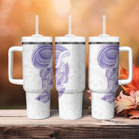 Traditional Polynesian Art Tattoos Tumbler With Handle Purple Color - Polynesian Pride