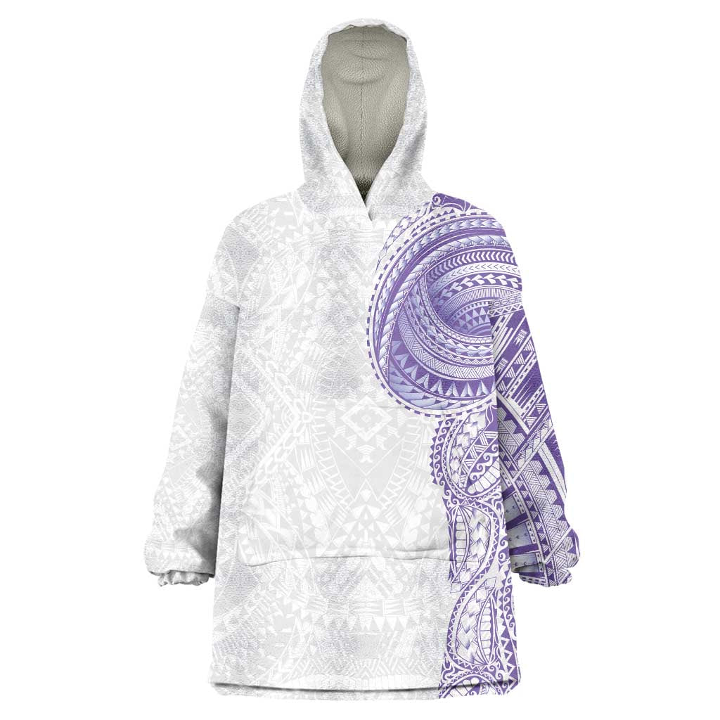 Traditional Polynesian Art Tattoos Wearable Blanket Hoodie Purple Color - Polynesian Pride