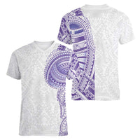 Traditional Polynesian Art Tattoos Women V-Neck T-Shirt Purple Color - Polynesian Pride