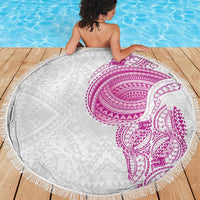 Traditional Polynesian Art Tattoos Beach Blanket Pink Color - Polynesian Pride
