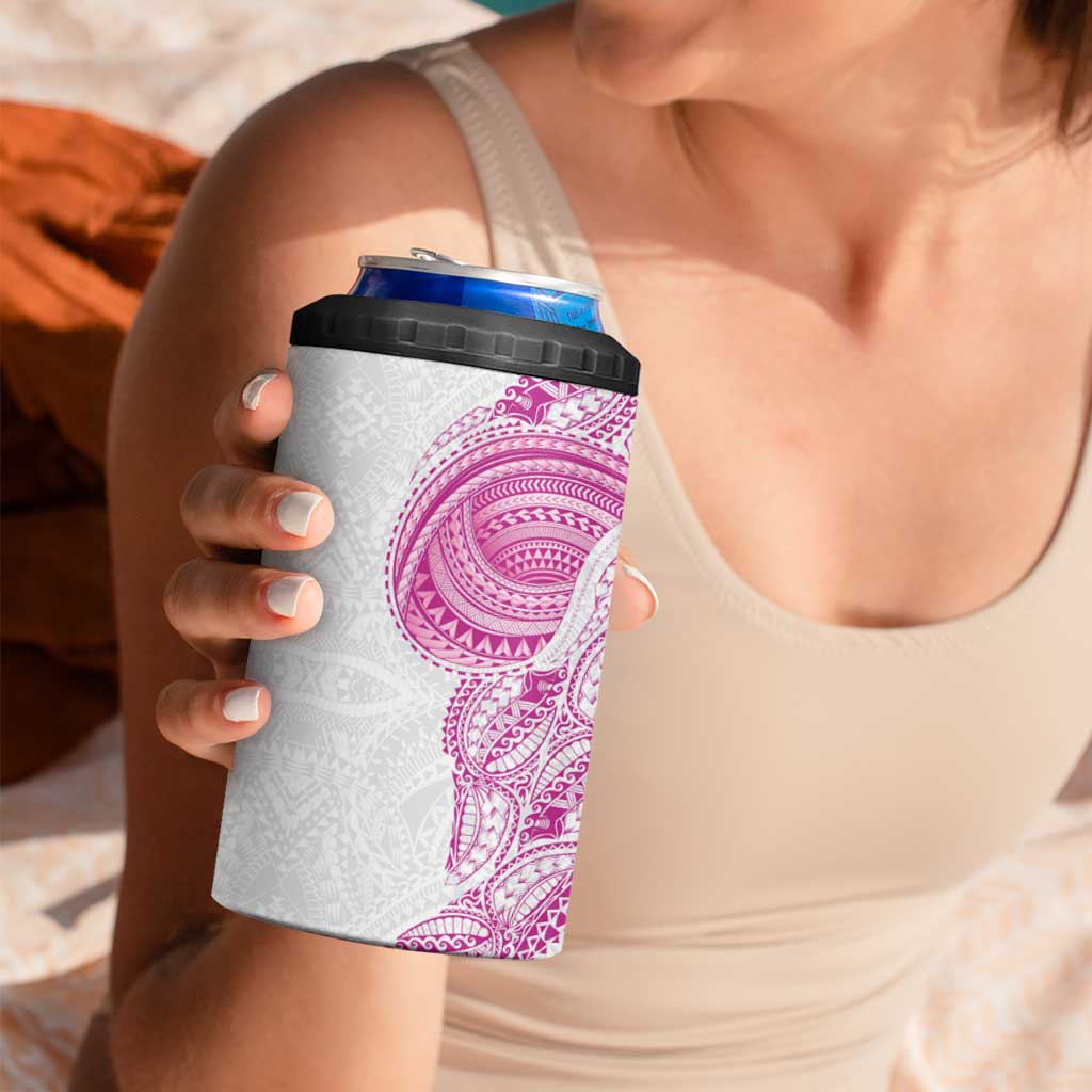 Traditional Polynesian Art Tattoos 4 in 1 Can Cooler Tumbler Pink Color - Polynesian Pride