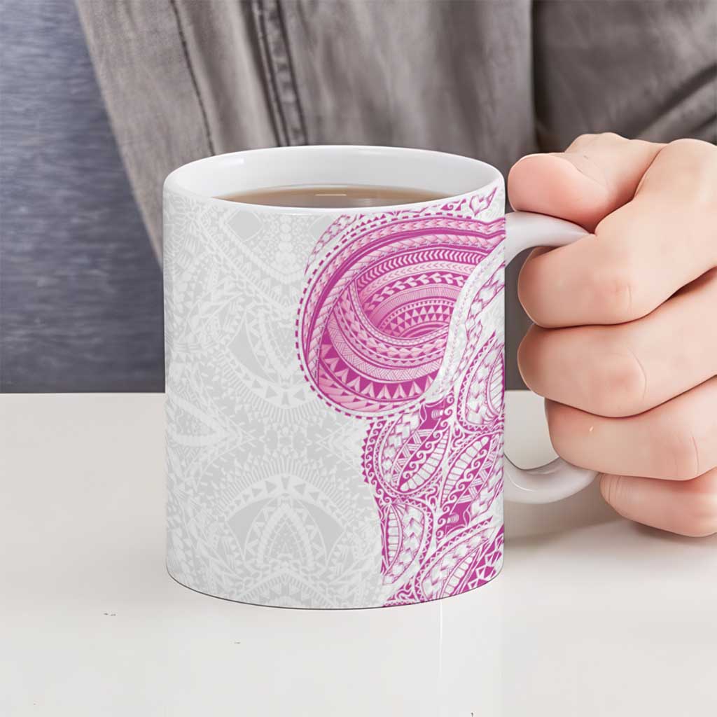 Traditional Polynesian Art Tattoos Ceramic Mug Pink Color - Polynesian Pride