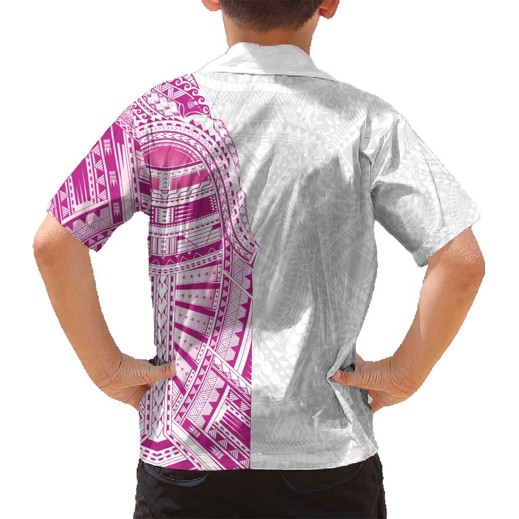 Traditional Polynesian Art Tattoos Family Matching Long Sleeve Bodycon Dress and Hawaiian Shirt Pink Color LT03 - Polynesian Pride