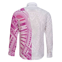 Traditional Polynesian Art Tattoos Family Matching Long Sleeve Bodycon Dress and Hawaiian Shirt Pink Color LT03 - Polynesian Pride