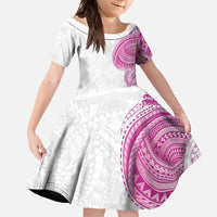 Traditional Polynesian Art Tattoos Family Matching Mermaid Dress and Hawaiian Shirt Pink Color LT03 Daughter's Dress Pink - Polynesian Pride