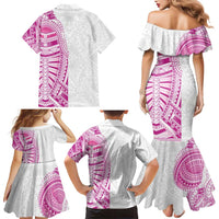 Traditional Polynesian Art Tattoos Family Matching Mermaid Dress and Hawaiian Shirt Pink Color LT03 - Polynesian Pride