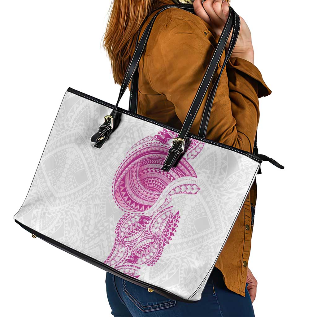 Traditional Polynesian Art Tattoos Leather Tote Bag Pink Color - Polynesian Pride
