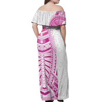 Traditional Polynesian Art Tattoos Off Shoulder Maxi Dress Pink Color - Polynesian Pride