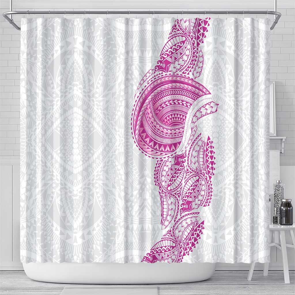 Traditional Polynesian Art Tattoos Shower Curtain Pink Color - Polynesian Pride