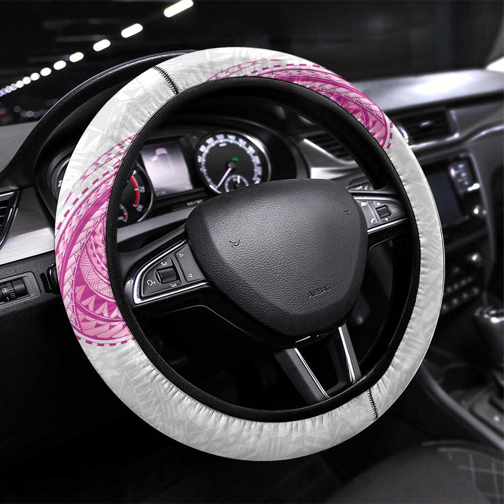 Traditional Polynesian Art Tattoos Steering Wheel Cover Pink Color - Polynesian Pride