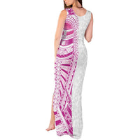 Traditional Polynesian Art Tattoos Tank Maxi Dress Pink Color - Polynesian Pride
