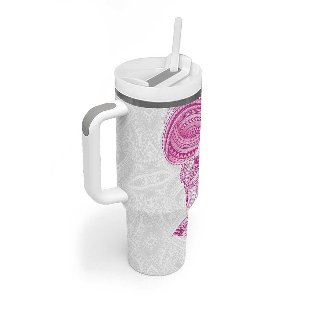Traditional Polynesian Art Tattoos Tumbler With Handle Pink Color - Polynesian Pride