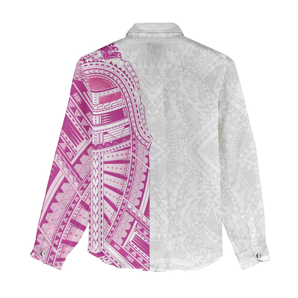 Traditional Polynesian Art Tattoos Women Casual Shirt Pink Color - Polynesian Pride