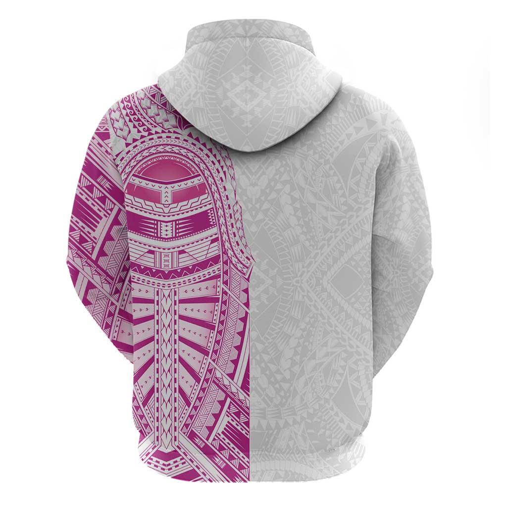 Traditional Polynesian Art Tattoos Zip Hoodie Pink Color - Polynesian Pride
