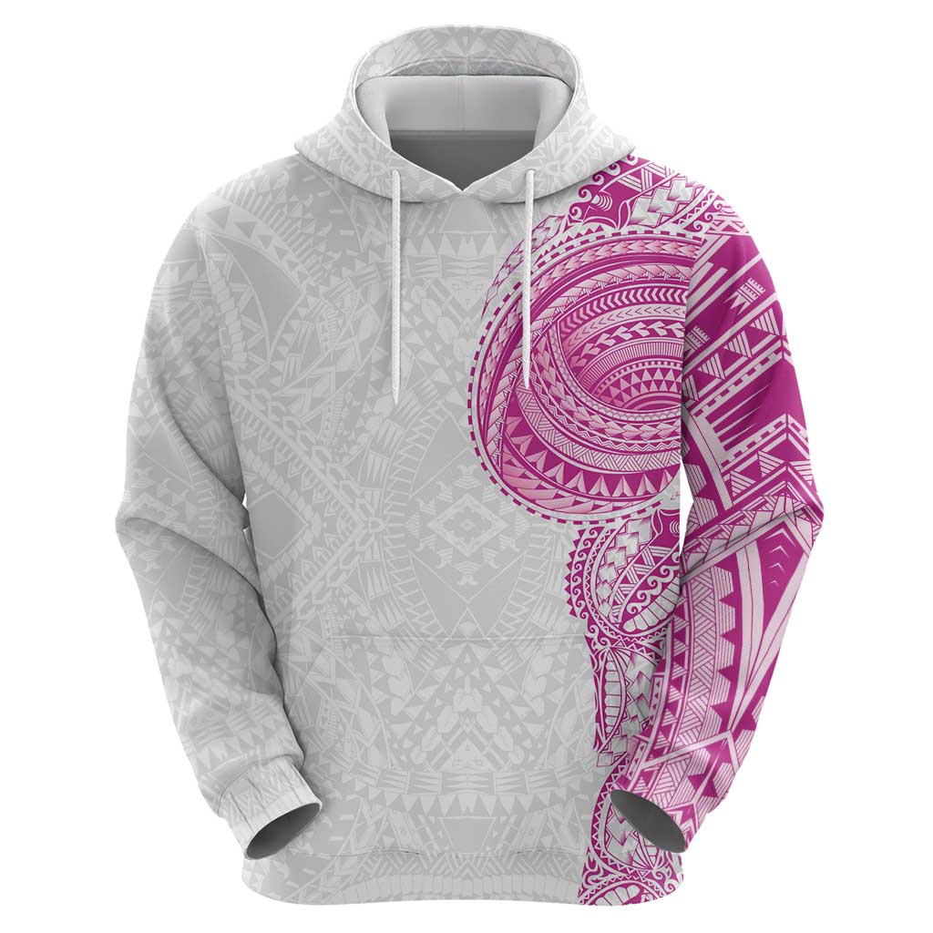 Traditional Polynesian Art Tattoos Zip Hoodie Pink Color - Polynesian Pride