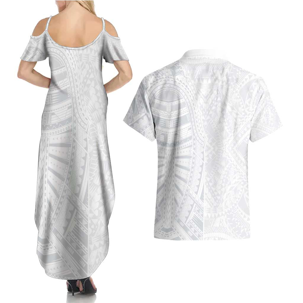 Lotu Tamaiti Couples Matching Summer Maxi Dress and Hawaiian Shirt Traditional Samoan Art Tattoos LT03 - Polynesian Pride