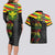 Kanaka Maoli Running Couples Matching Long Sleeve Bodycon Dress and Hawaiian Shirt Kakau Pattern with Kanaka Maoli Flag Color