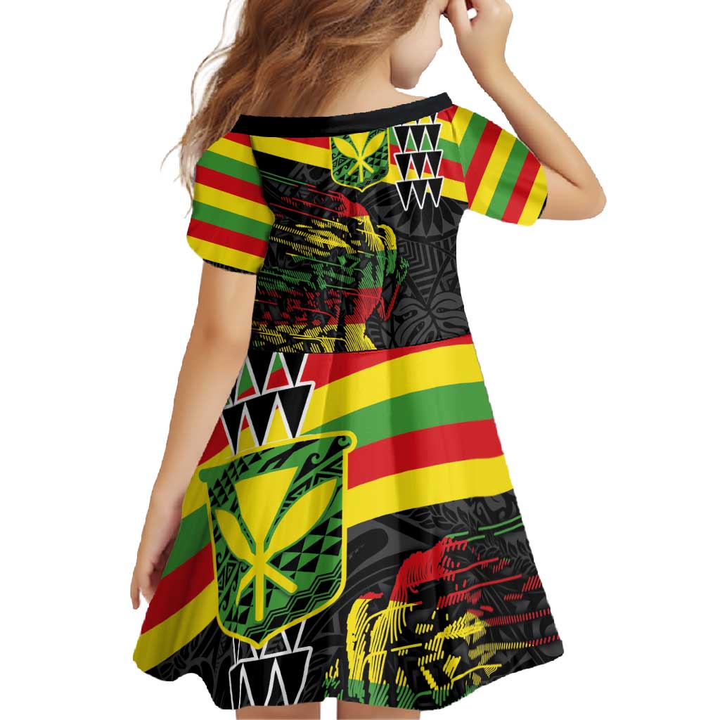 Kanaka Maoli Running Family Matching Long Sleeve Bodycon Dress and Hawaiian Shirt Kakau Pattern with Kanaka Maoli Flag Color