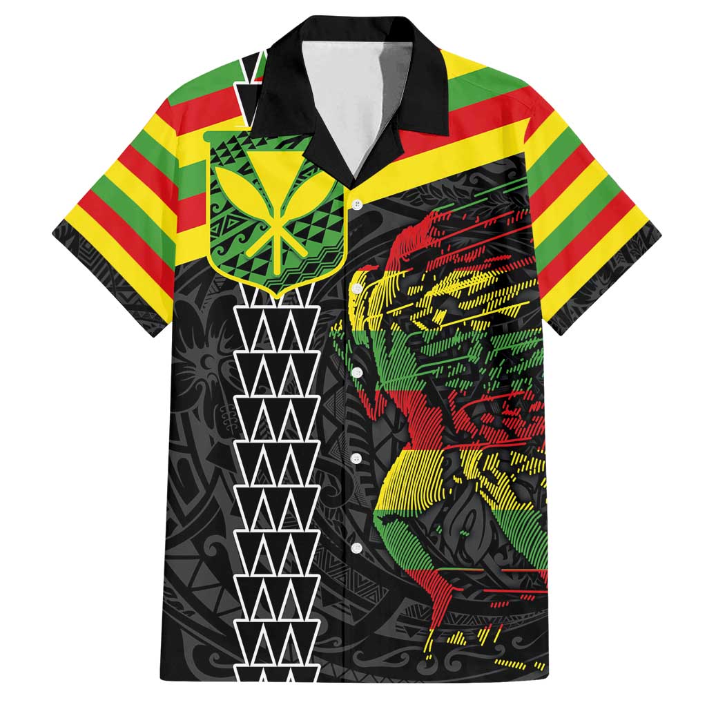 Kanaka Maoli Running Family Matching Summer Maxi Dress and Hawaiian Shirt Kakau Pattern with Kanaka Maoli Flag Color