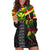 Kanaka Maoli Running Hoodie Dress Kakau Pattern with Kanaka Maoli Flag Color