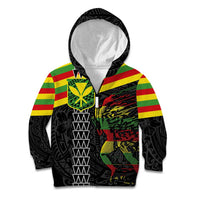Kanaka Maoli Running Kid Hoodie Kakau Pattern with Kanaka Maoli Flag Color