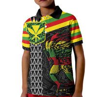 Kanaka Maoli Running Kid Polo Shirt Kakau Pattern with Kanaka Maoli Flag Color