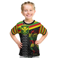 Kanaka Maoli Running Kid T Shirt Kakau Pattern with Kanaka Maoli Flag Color