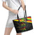 Kanaka Maoli Running Leather Tote Bag Kakau Pattern with Kanaka Maoli Flag Color