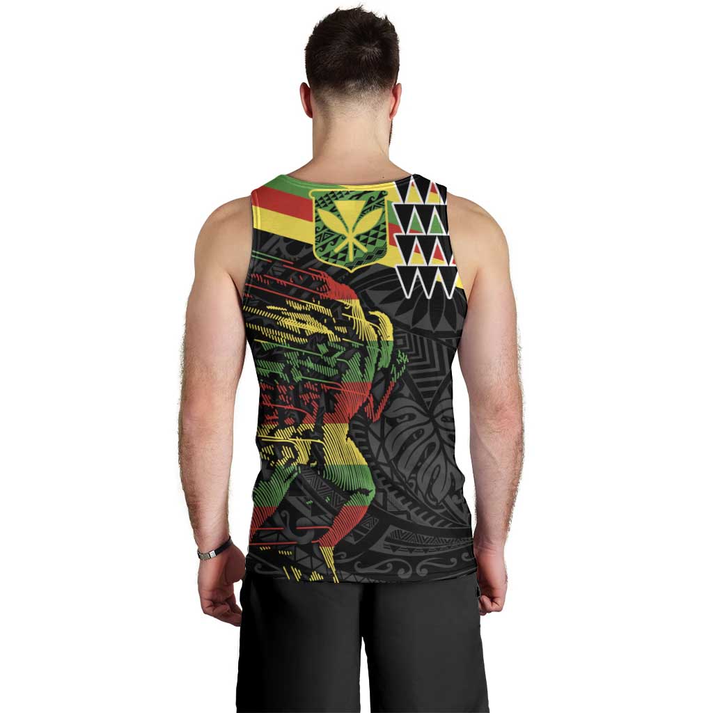 Kanaka Maoli Running Men Tank Top Kakau Pattern with Kanaka Maoli Flag Color