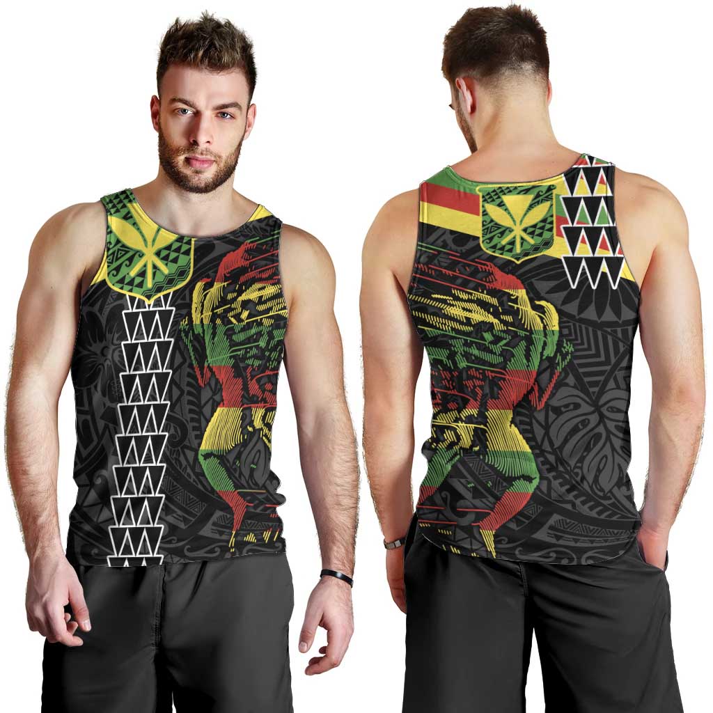 Kanaka Maoli Running Men Tank Top Kakau Pattern with Kanaka Maoli Flag Color