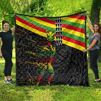 Kanaka Maoli Running Quilt Kakau Pattern with Kanaka Maoli Flag Color