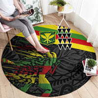 Kanaka Maoli Running Round Carpet Kakau Pattern with Kanaka Maoli Flag Color