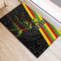 Kanaka Maoli Running Rubber Doormat Kakau Pattern with Kanaka Maoli Flag Color