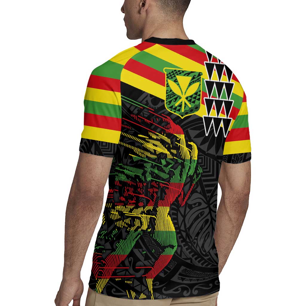 Kanaka Maoli Running Rugby Jersey Kakau Pattern with Kanaka Maoli Flag Color