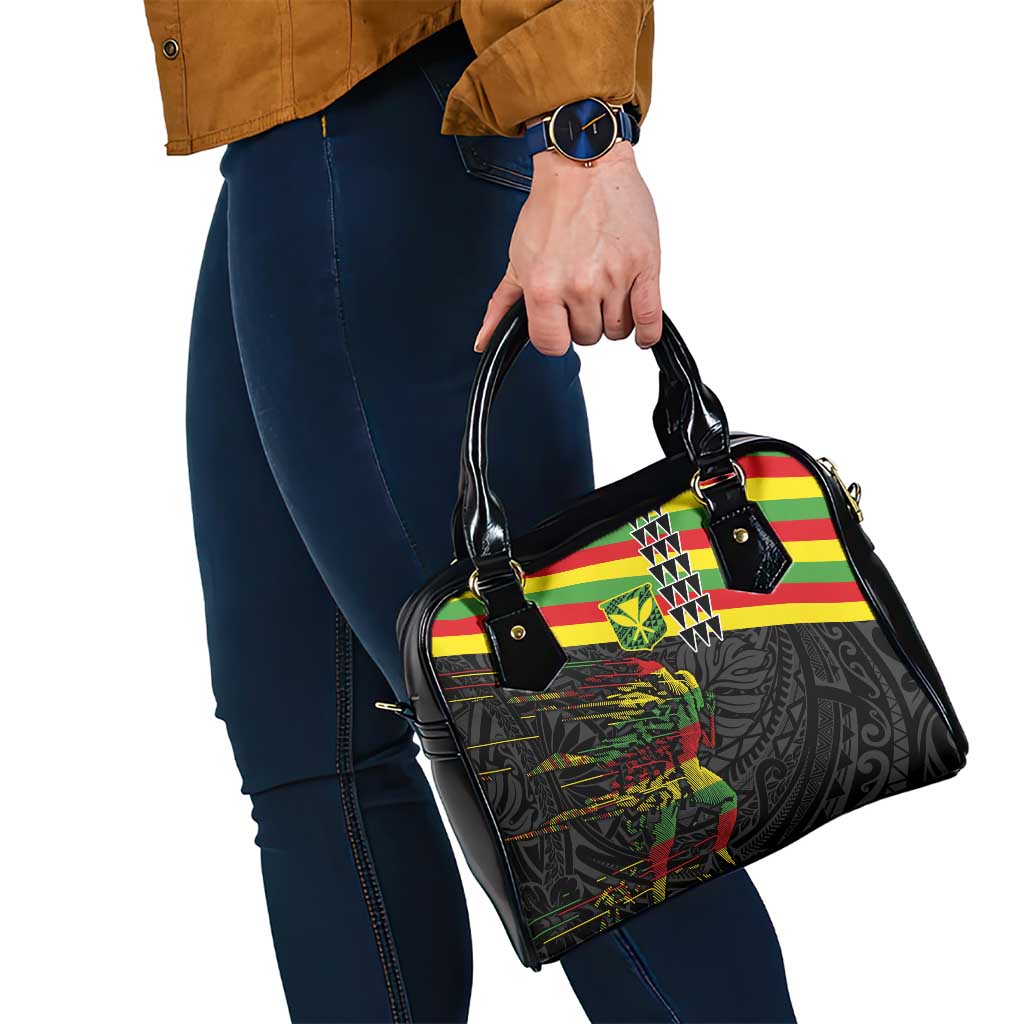 Kanaka Maoli Running Shoulder Handbag Kakau Pattern with Kanaka Maoli Flag Color