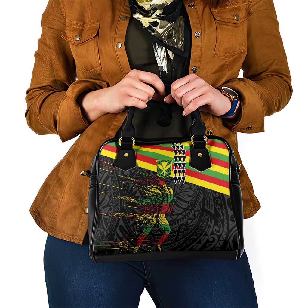 Kanaka Maoli Running Shoulder Handbag Kakau Pattern with Kanaka Maoli Flag Color